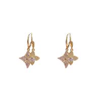 Cubic Zirconia Micro Pave Brass Earring, real gold plated, fashion jewelry & micro pave cubic zirconia & for woman [