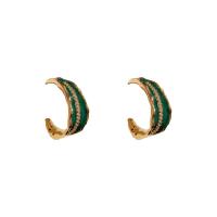 Befestiger Zirkonia Messing Ohrring, vergoldet, Modeschmuck & Micro pave Zirkonia & für Frau & Emaille, keine, 11x25mm, verkauft von Paar