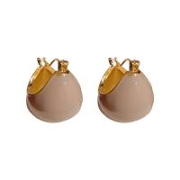 Brass Drop Earring, real gold plated, fashion jewelry & for woman & enamel [