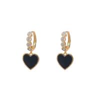 Cubic Zirconia Micro Pave Brass Earring, Heart, real gold plated, fashion jewelry & micro pave cubic zirconia & for woman [
