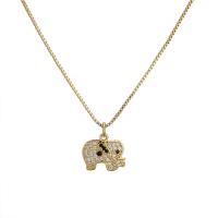 Cubic Zircon Micro Pave Brass Necklace, with 5cm extender chain, Elephant, plated, fashion jewelry  & micro pave cubic zirconia & enamel 