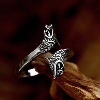 Titanium Steel Finger Ring, Dragon, polished, vintage & for man, original color, US Ring 