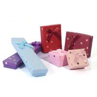Jewelry Gift Box, Paper, printing  & with ribbon bowknot decoration, mixed colors [
