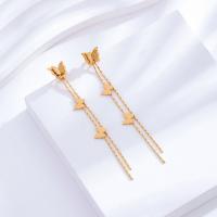 Stainless Steel Drop Earring, 304 Stainless Steel, 24K gold plated, fashion jewelry & for woman, golden, 77mm 