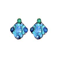 Zinc Alloy Rhinestone Stud Earring, with Crystal, fashion jewelry & for woman & with rhinestone, blue 