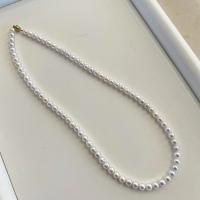 Freshwater Pearl Brass Necklace, fashion jewelry & for woman, white, 5-6mm Approx 40 cm 