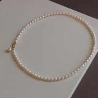 Freshwater Pearl Brass Necklace, with Copper Alloy, 14K gold-filled, fashion jewelry & for woman, white, 4-5mm Approx 40 cm 