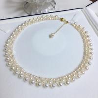 Freshwater Pearl Brass Necklace, with Copper Alloy, 14K gold-filled, fashion jewelry & for woman, white, 3-4mm,4-5mm,6-7mm Approx 38 cm 