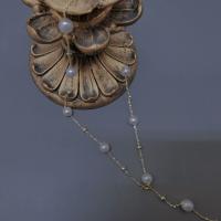 Süßwasserperlen Messing Halskette, Natürliche kultivierte Süßwasserperlen, mit Kupferlegierung, 14K goldgefüllt, Modeschmuck & für Frau, weiß, 7-8mm, Länge:ca. 45 cm, verkauft von PC