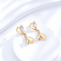 Stainless Steel Drop Earring, 304 Stainless Steel, 24K gold plated, fashion jewelry & for woman & with rhinestone, golden, 30mm 