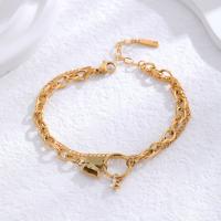 Titanium Steel Bracelet & Bangle, with 5cm extender chain, 24K gold plated, fashion jewelry & for woman, golden Approx 17 cm 