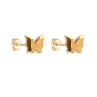 Titanium Steel Earrings, Butterfly, 24K gold plated, fashion jewelry & for woman, golden [