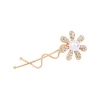 Hair Slide, Zinc Alloy, with Plastic Pearl, plated & with rhinestone 