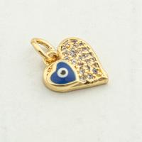 Fashion Evil Eye Pendant, Brass, Heart, high quality gold color plated, DIY & micro pave cubic zirconia Approx 0.3mm [