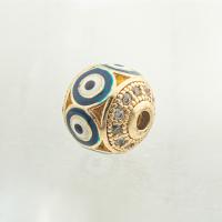 Mode Evil Eye Perlen, Messing, Hohe Qualität Gold Farbe Überzeug, DIY & Micro pave Zirkonia, 10x10x10mm, Bohrung:ca. 0.1mm, verkauft von PC[