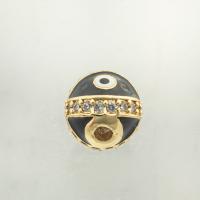 Mode Evil Eye Perlen, Messing, Hohe Qualität Gold Farbe Überzeug, DIY & Micro pave Zirkonia, 10x10x9mm, Bohrung:ca. 0.1mm, verkauft von PC[