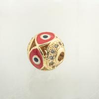 Fashion Evil Eye Beads, Brass, high quality gold color plated, DIY & micro pave cubic zirconia Approx 0.2mm [