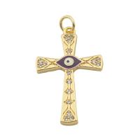 Fashion Evil Eye Pendant, Brass, Cross, high quality gold color plated, DIY & micro pave cubic zirconia Approx 0.3mm [
