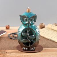 Incense Smoke Flow Backflow Holder Ceramic Incense Burner, Porcelain, Owl, half handmade, for home and office & durable 