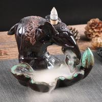 Incense Smoke Flow Backflow Holder Ceramic Incense Burner, Porcelain, Elephant, handmade, for home and office & durable 