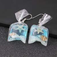 Resin Drop Earring, with Dried Flower, fashion jewelry & for woman 
