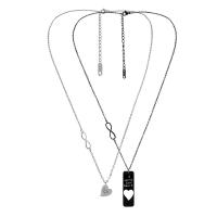 Couple Stainless Steel Necklace, 304 Stainless Steel, with 2.36inch,2.56inch extender chain, plated, 2 pieces & fashion jewelry & Unisex Approx 18.11 Inch, Approx 20.08 Inch 