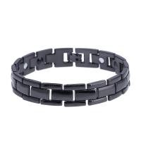 Bracelets en laiton, Placage, bijoux de mode & pour homme, noire, 12mm Environ 8.07 pouce, Vendu par PC