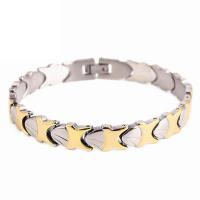 Titanium Steel Bracelet & Bangle, gold color plated, fashion jewelry & for man, 10mm Approx 7.87 Inch 