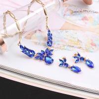 Rhinestone stainless steel Jewelry Set, Zinc Alloy, Stud Earring & necklace, KC gold color plated, 2 pieces & for woman & with rhinestone Approx 18.9 Inch [