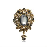 cristal Broche, aleación de zinc, con Cristal, chapado en color dorado antiguo, Joyería & para mujer & con diamantes de imitación, 45x70mm, Vendido por UD[