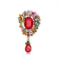 Crystal Brooch, Zinc Alloy, with Crystal, antique gold color plated, fashion jewelry & for woman & with rhinestone 