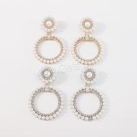 Plastic Pearl Zinc Alloy Earring, with Plastic Pearl, fashion jewelry & for woman & with rhinestone 