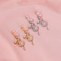 Zinc Alloy Huggie Hoop Earring, Snake, plated, fashion jewelry & for woman & with rhinestone [