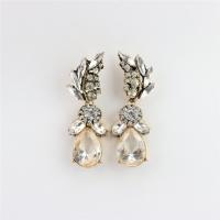 Zinc Alloy Rhinestone Drop Earring, Teardrop, gold color plated, for woman & with rhinestone [