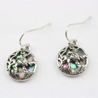 Abalone Shell Earring, Zinc Alloy, with Abalone Shell, Turtle, silver color plated, for woman 