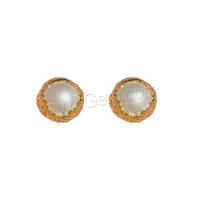 Plastic Stud Earring, Brass, with Plastic Pearl, real gold plated, fashion jewelry & for woman 