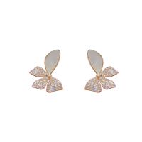 Cubic Zirconia Micro Pave Brass Earring, Butterfly, plated, fashion jewelry & micro pave cubic zirconia & for woman [