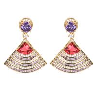 Cubic Zirconia Micro Pave Brass Earring, with Cubic Zirconia, gold color plated, fashion jewelry & micro pave cubic zirconia & for woman [