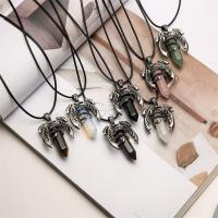Gemstone Necklaces, Brass, with Wax Cord & Gemstone & 304 Stainless Steel, with 5cm extender chain, fashion jewelry cm 