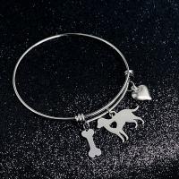 Stainless Steel Charm Bracelet, 304 Stainless Steel, Animal, plated, fashion jewelry silver color, Inner Approx 63mm [