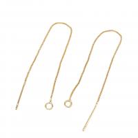 Brass Earring Drop Component, real gold plated, DIY & box chain, 95mm [