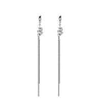 925 Sterling Silver Tassel Earring, with Plastic Pearl, platinum plated, Korean style & for woman, 80mm 