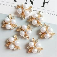Hair Stick Findings, Zinc Alloy, with Plastic Pearl, gold color plated, DIY & with rhinestone 