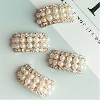Hair Barrette Finding, Zinc Alloy, with Plastic Pearl, plated, DIY & with rhinestone [