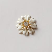 Hair Stick Findings, Zinc Alloy, Flower, gold color plated, DIY & enamel & with rhinestone 
