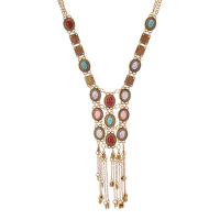 Turquoise Zinc Alloy Necklace, with turquoise, plated, fashion jewelry & Bohemian style & for woman 