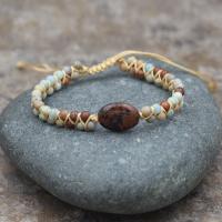 Gemstone Bracelets, with Knot Cord, Round, Adjustable & fashion jewelry & Unisex, mixed colors Approx 17 cm 