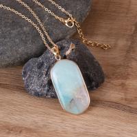 Gemstone Necklaces, Natural Stone, with Brass & 304 Stainless Steel, plated, fashion jewelry & for woman Approx 60 cm 