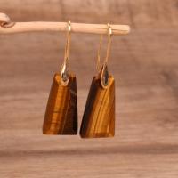 Gemstone Drop Earring, Natural Stone, with Iron, Trapezium, gold color plated, fashion jewelry & for woman 26-50mm 
