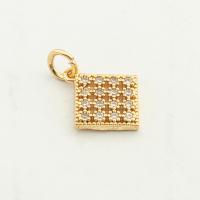 Cubic Zirconia Micro Pave Sterling Silver Pendant, 925 Sterling Silver, Rhombus, gold color plated, DIY & micro pave cubic zirconia Approx 0.3mm 